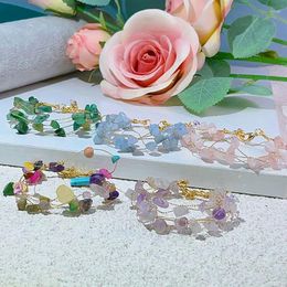 Bracelets de liaison bracelet en pierre naturelle multicouche Femmes Femmes guérison Crystal Girl Jewelry Gravel Bead Femme