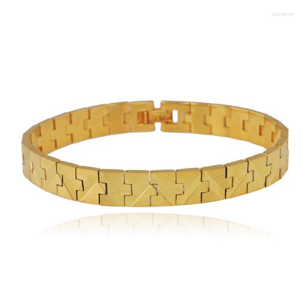 Pulseras de eslabones MxGxFam 17,5 Cm X 9 Mm Reloj Pulsera Hombres Joyería Color oro puro 24 K EURO Moda