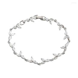 Link armbanden mxgxfam (18 cm/19,5 cm 7 mm) witte zirkoonbladeren voor vrouwen mode sieraden goud kleur