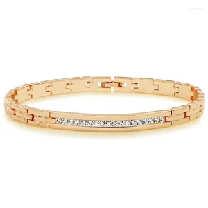 Bracelets à maillons MxGxFam (19,5 cm x 6 mm) plaqué or 18 carats avec strass pour femmes et hommes, bijoux à la mode, bonne qualité