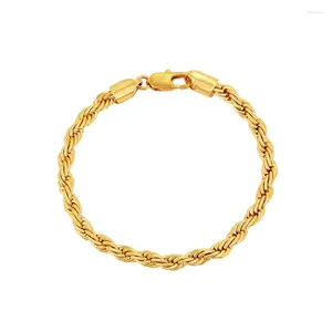 Bracelets à maillons MxGxFam (22 Cm X 5 Mm), Design classique, corde pour hommes, bijoux à la mode, plaqué or pur 24 carats