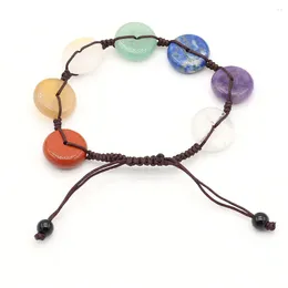 Pulseras de eslabones Natural 7 Chakra Reiki Heal Stone Piedras semipreciosas Mujeres Regalos de fiesta de cumpleaños Tamaño 16x16 mm