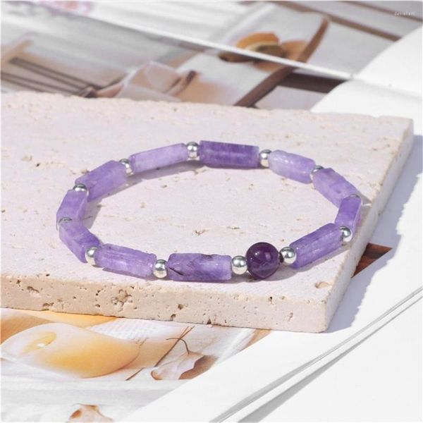 Pulseras de eslabones de amatista natural para purificar el cuerpo, pulsera adelgazante, energía de piedra para Unisex, pérdida de peso, alivio de la fatiga, curación, Yog