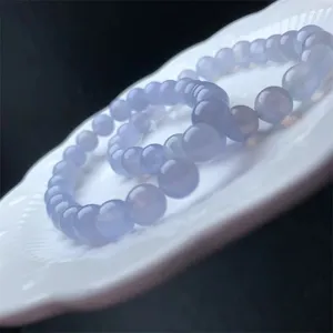 Bracelets à maillons en dentelle bleue naturelle, en Agate, pour femmes, pierres précieuses de guérison, brins de cristal, bijoux pour amoureux, cadeau, 1 pièces, 8MM