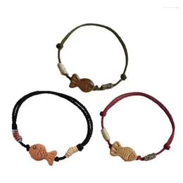 Link Armbanden Natuurlijke charm vissen draadarmband katoen handgemaakte pols sieraden elegant vlechten uniek touw voor meisjes f0s4