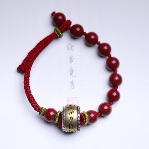 Bracelets de liaison Bracelet Cinnabar Natural avec des accessoires Star Day Modèle pour hommes et femmes en tricot à main de bijoux pour hommes et femmes