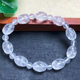 Bracelets à maillons en Quartz clair naturel pour femmes, perles de seau, mode Reiki, pierre ronde blanche, bracelets d'été, bijoux cadeau
