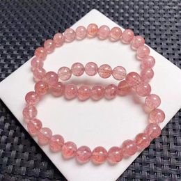 Bracelets de liaison bracelet de fraise claire naturel Femmes Beaucoup d'énergie cristalline colorée Bijoux de pierres précieuses de la mode de guérison 1pcs