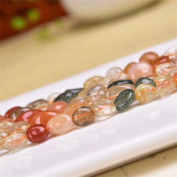 Link Bracelets de color rutilado natural Cadena de productos semi-acabado Smooth Reiki Healing Jewelry Energy Crystal Diy Holiday Gift