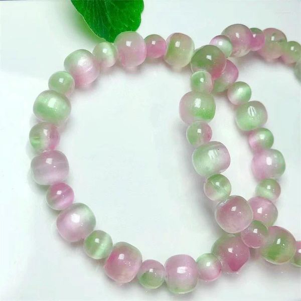 Bracelets à maillons en sélénite de couleur naturelle, perles de seau, breloques en cristal, bijoux extensibles, à la mode, cadeau d'anniversaire, 1 pièce, 9mm