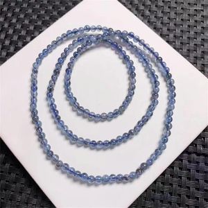 Bracelets liens de diable Blue Blue Aquamarine Triple cercles Bracelet Bracelet Bijoux en cristal de pierres précieuses pour les femmes Guérison Guérison Gift 3,6 mm