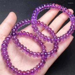 Braccialetti a maglie Piastra di ametista sfaccettata naturale Perline Bracciale curativo Elasticizzato Pietra preziosa policroma Per le donne Regalo di compleanno Regalo per l'amante 1 pz