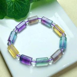 Bracelets de liaison Bracelet de perle de seau à fluorite naturel pour femmes Fashion Summer Dopamine Charme Bijoux Accessoires 1PCS 13X7MM