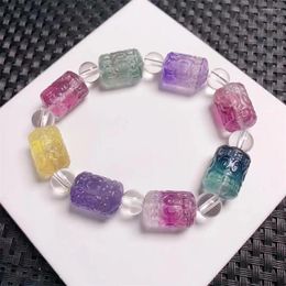 Pulseras de enlace Fluorita natural Mosaico Mosaico Bead Bead Crystal Reiki Healing Stone Fashion Jewelring Regalo para mujeres 1 PCS