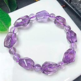 Link Armbanden Natural Freeform Amethyst Bracelet Reiki Gemstone Fashion Jewelry Fengshui Women Healing Lucky Energy Gift 1pcs 12x16mm