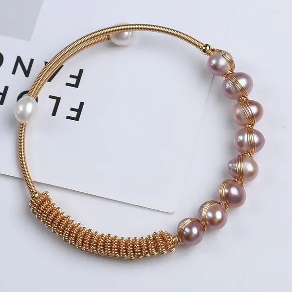 Bracelets à maillons en perles d'eau douce naturelles pour femmes, prix de gros