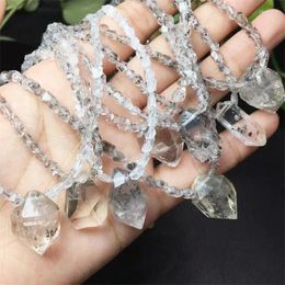 Bracelets à maillons en or naturel Herkimer, collier en diamant, cristal mythique sculpté, pierre précieuse de guérison, Figurine Fengshui, cadeau