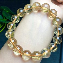 Link Bracelets Natural Golden Rutilated Quartz Crystal Reiki Healing Stone Fashion Jewelry Gifting Gifting For Women 1pcs