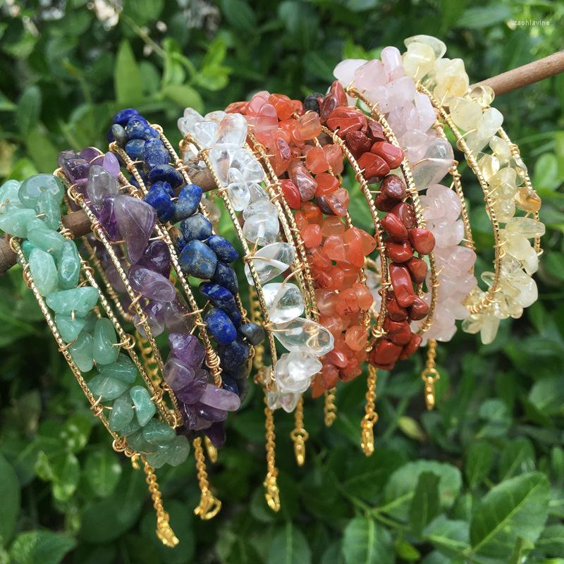 Braccialetti a maglie Bracciale con perline irregolari fatto a mano in pietra di ghiaia naturale per regali di gioielli vintage colorati da donna e ragazza