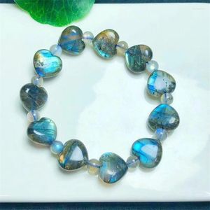 Pulseras de eslabones, accesorios de pulsera de corazón gris Natural, joyería de lujo, piedra de cristal de cuarzo, regalo de Navidad para mujer, 1 Uds., 14mm x 12mm