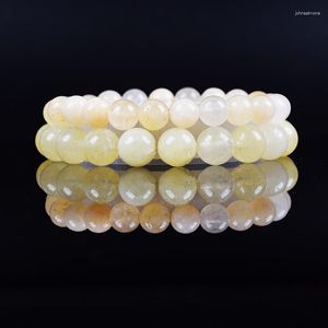 Lien Bracelets Calcédoine jaune clair naturel sur la main Quartzs de luxe Cristal Mica Pierre Reiki Énergie Bijoux Charme Yoga Cadeau Pulsera