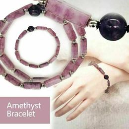 Bracelets à maillons en améthyste pure naturelle, mince, en cristal, sain, bijoux pour femmes, cadeau royaume-uni