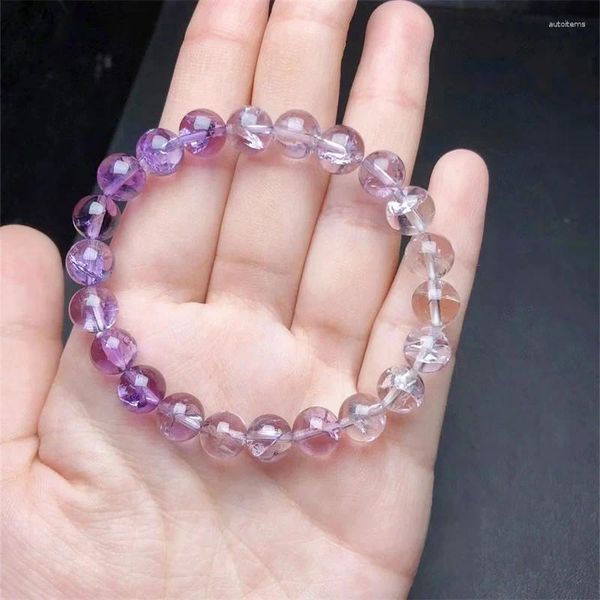 Bracelets à maillons Bracelet à quartz Asai violet naturel fait à la main bijoux en cristal extensible mode bracelet enfants cadeau d'anniversaire 1 pièces 8MM