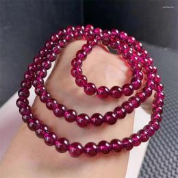 Link Armbanden Natural Purple Garnet Triple Circle Bracelet Fashion Crystal Quartz Gemstone sieraden Reiki Healing Gift For Women 1pcs
