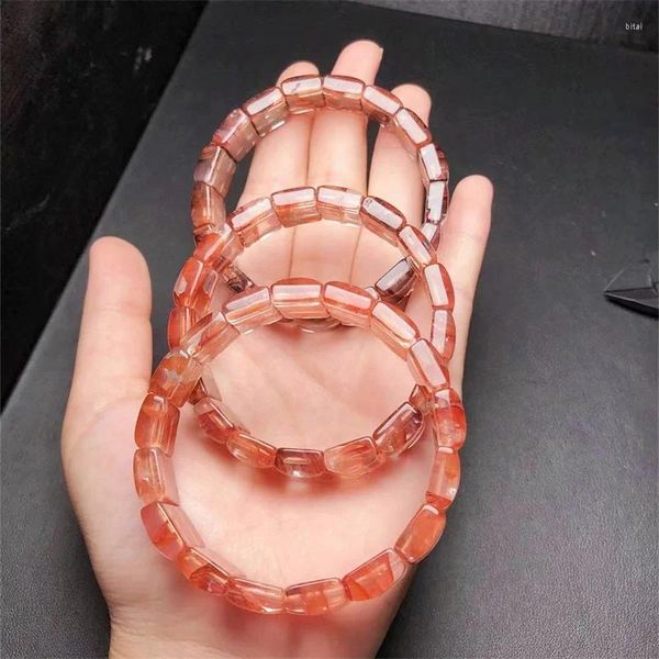 Bracelets à maillons en Quartz de feu rouge naturel, hématoïde, bijoux pour femmes et hommes, Fengshui, perles de guérison, cristal, cadeau, 1 pièces