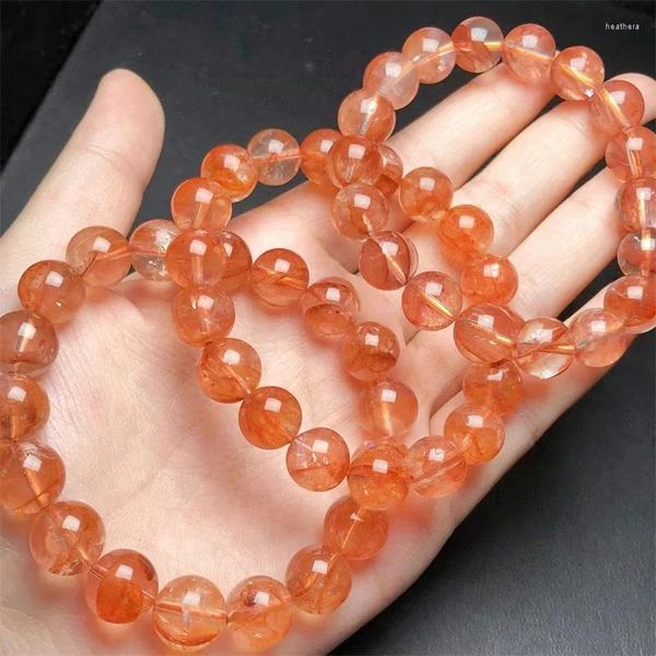 Bracelets à maillons Bracelet hématoïde de Quartz de feu rouge naturel perle ronde cristal Reiki pierre de guérison bijoux de mode cadeau 1 pièces 10/12MM