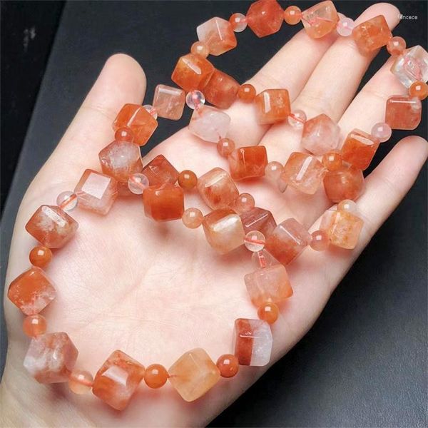 Lien Bracelets Naturel Rouge Cheveux Cube Bracelet Mode Pierres Précieuses Cristal Bijoux Bracelet Pour Les Femmes Guérison Bohême Cadeau De Vacances 1 pcs