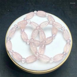 Link armbanden Natuurlijke rozenkwarts mozaïek emmer kralen armband vrouwen genezende edelsteen kristal streng armbanden liefhebbers sieraden cadeau 1 stks 9x16 mm