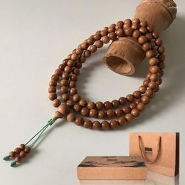 Lien Bracelets Sandale Naturelle 108 Bouddhiste Bouddha Méditation Perles Bois De Santal Prière Chapelet Collier Femme Homme