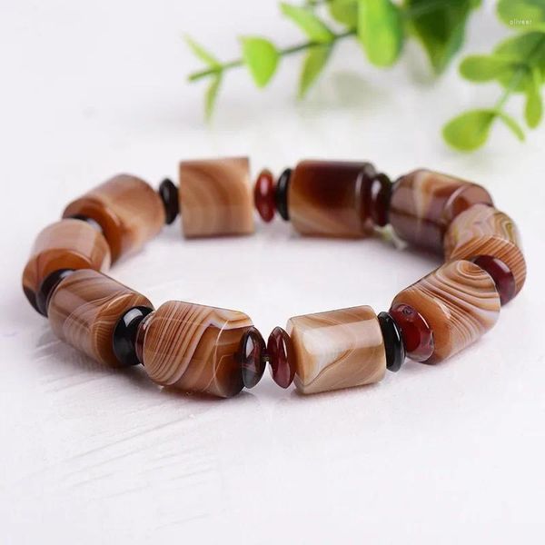 Bracelets à maillons en pierre de cristal Sardonyx naturel pour hommes et femmes, perles porte-bonheur multicolores, spéléologie fine, bijoux pour femmes