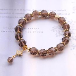 Bracelets à maillons en Quartz fumé naturel pour femmes, perles à facettes, faites à la main, pierres précieuses de guérison énergétique, bijoux porte-bonheur, cadeau