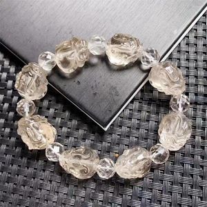 Bracelets de liaison naturalités Smoky Quartz Pixiu Bracelet Crystal Reiki Healing Stone Fashion Bijoux Gift Gift for Women 1PCS