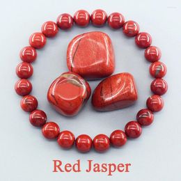 Pulseras de eslabones Piedra natural Genuino 5A Red Jasper Oración Con cuentas Mujeres Hombres Rosario Meditación Yoga Joyería Regalo