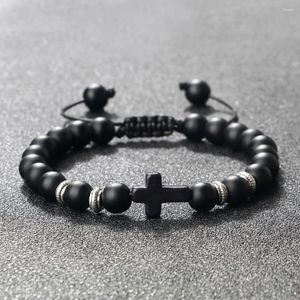 Bracelets de liaison Stone Natural Jesus Cross Bracelet Fait