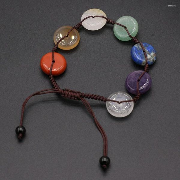 Braccialetti di collegamento Pietre naturali Guarigione Reiki Lucky Seven Chakra Spirit Bracciale a pendolo per gioielli da donna che fanno accessori regalo fai da te