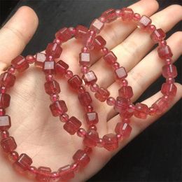 Schakelarmbanden Natuurlijke aardbeikwartsarmband String Charms Strand Prachtige sieraden Geschenk Genezing Kristal Energie 1pcs