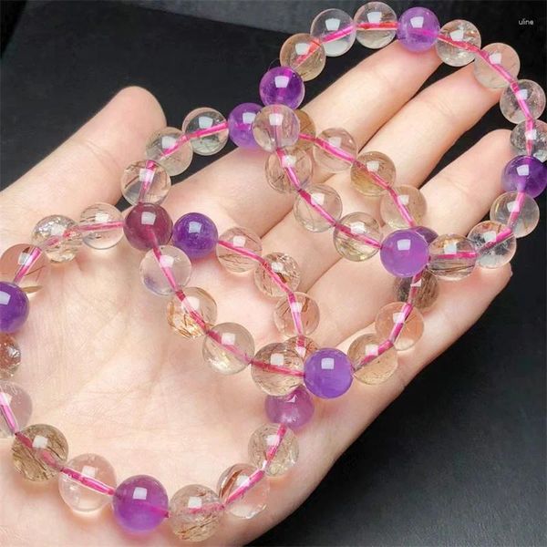 Bracelets à maillons naturels Super Seven Quartz perlés pour femmes, cristal coloré, guérison Reiki, bracelets porte-bonheur, bijoux pour amoureux, cadeau 10mm