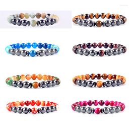 Pulseras de eslabones Pulsera de cuentas de ojo de tigre natural Piedra de hematita con cuentas Energía de yoga para mujeres Hombres Encanto Joyería Regalos Niños al por mayor