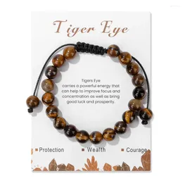 Pulseras de enlace Tigre Natural Tiger Camidada para mujeres Men Beads 8 mm Buzos de cuerda Joyería de muñeca de yoga ajustable