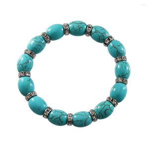 Lien Bracelets Naturel Turquoise Perlé Bracelet Pour Femmes Hommes Mode Tibétain National Élastique Gypsy Tribu Boho Main Bijoux Cadeaux