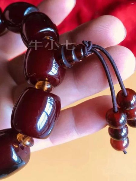 Bracelets liens natural xizang yak corne de corde de main de poignée de mouton Bouddha perles Bracelet pour hommes et femmes Type tibétain avec chariot de soie sanguin
