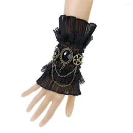 Bracelets à maillons NCEE Halloween gothique Cospla Punk Anime rétro noir gemme à volants dentelle Bracelet Lolita brassard médiéval