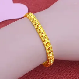 Bracelets de liaison nieuwe 24K Gold Placing Koreaanse Gouden Gouden Brand 6 mm8 pouces Sieraden Voor Vrouwen Mannen