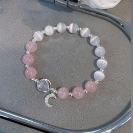 Bracelets de liaison Opal Crystal Zircon Moon Bracelet élastique pour les femmes 2024 Fashion coréenne Bracles Bracles charme Rose Jewelry Mariage Girl