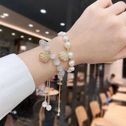 Link Armbänder Opal Imitation Perle Shell Armband Einstellbare Länge Goldene Quaste Kette Schmuck Koreanische Mode Original Design Frau