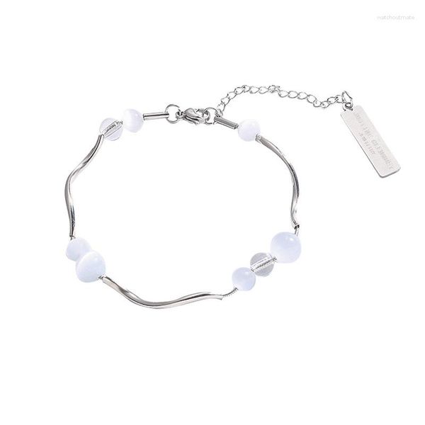 Pulseras de eslabones Pulsera geométrica irregular de ópalo Mujer coreana Estilo simple Cadena de mano Moda Ropa de mano versátil